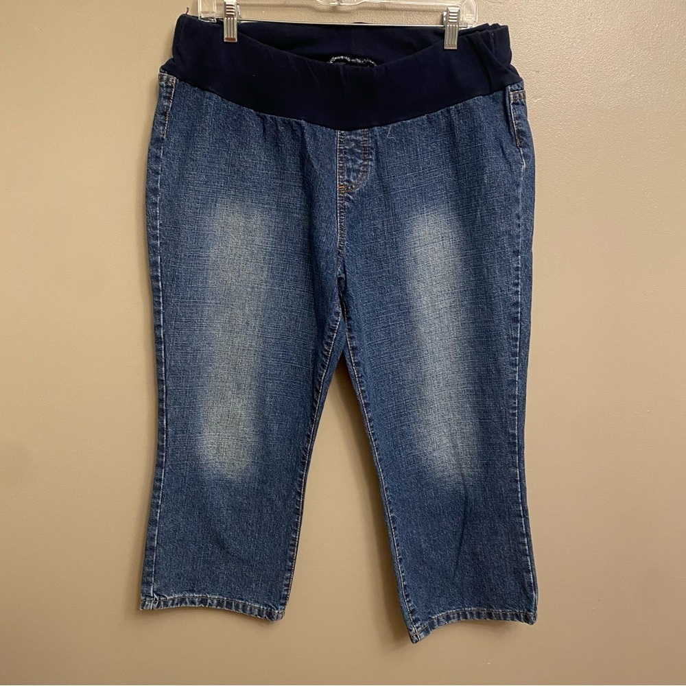 Motherhood Maternity Womens Jeans Blue Large Denim Cotton Crop Capri Casual
